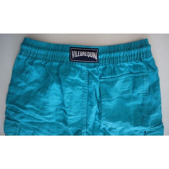 Vilebrequin BAIE9U01 Men's Sz XS Blue Linen Cargo Pockets Bermuda Shorts - Picture 10 of 14